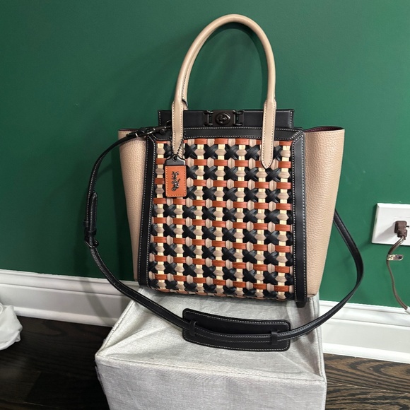 Coach Woven Leather Tote - Picture 1 of 5